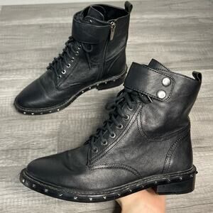 Vince Camuto Women's Talorini Leather Lace Up Boots Studded Size 6